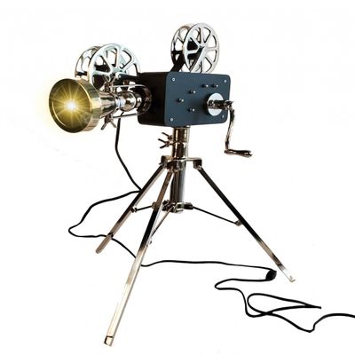 HomeRoots 36" Black And Silver Buffed Aluminum Movie Projector