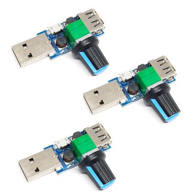ABSOK 3 Pcs USB Fan Speed Controller, DC 5V Stepless Mini USB Fan Governor DC 4 - 12V to 2.5 - 8V 5W Regulator Speed Control Knob with Switch