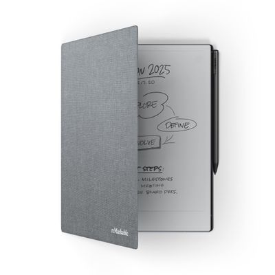 reMarkable Book Folio Official 2 Cover | Slim, Premium Book Folio in Grey Polymer Weave| Stylish Protection for Your rM 2 Tablet | Not Compatible with Paper Pro