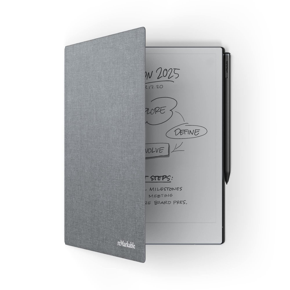reMarkable Book Folio Official 2 Cover | Slim, Premium Book Folio in Grey Polymer Weave| Stylish Protection for Your rM 2 Tablet | Not Compatible with Paper Pro