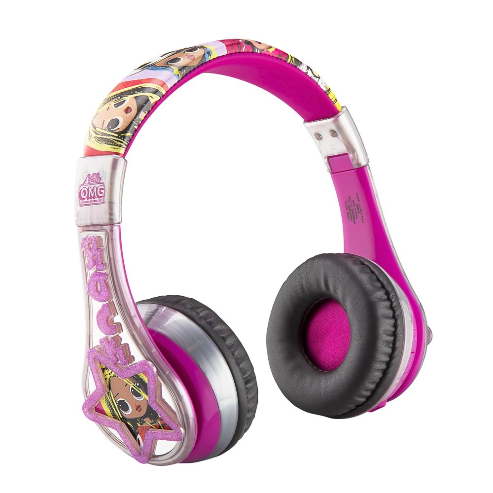 eKids LOL Surprise Kids Bluetooth Head Phones, Wireless Headphones with Microphone, Volume Reduced Kids Foldable Headphones for School, Home, or Travel