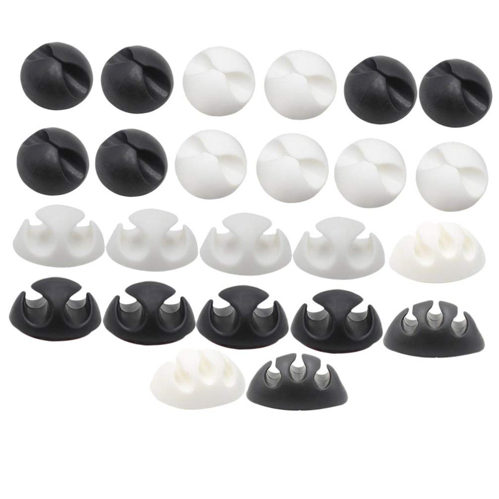 Hemobllo 24pcs Cord Fixer Set Wire Holder for Desk Self-Adhesive Cord Organizers