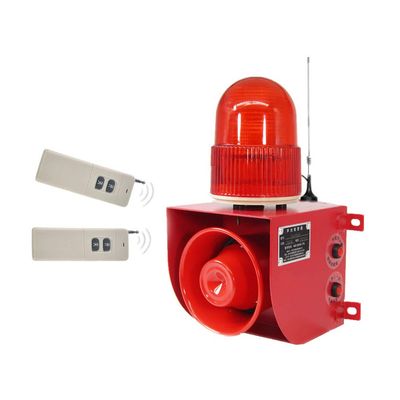 AC 110V Wireless Remote Control Alarm Siren Horn w/ ? Remotes Industrial Sound Light Alarm Security Siren Horn Alarm Waterproof Emergency Strobe Warning Light 120dB Outdoor Indoor (1 Alarm+2 remotes)