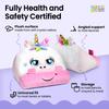 Gifts for Readers & Writers Kids Tablet Pillow Stand Holder Lap Soft iPad Stand Unicorn- Kindle Lap Holder for Reading Book Pillow for Reading in Bed, Soft Machine Washable Book Cushion with Pocket view 3
