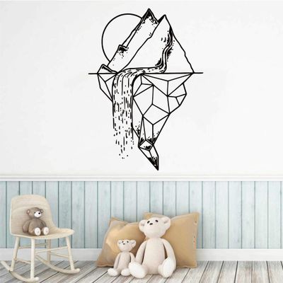 Baby Nursery Wall Decals Mountain Waterfall Woodland Wall Decor - Removable Wall Decal Sticker for Kids Room Nursery Design-2