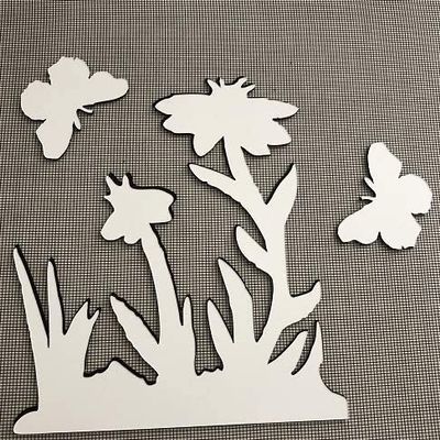 DCentral Butterflies and Flowers Vinyl Screen Magnet:Double-Sided. Bright White-Easier to See Day & Night. Decorative. Helps Stop Walking into Screens, for Non-RETRACTABLES, Size W 6.7" x L 7.4"