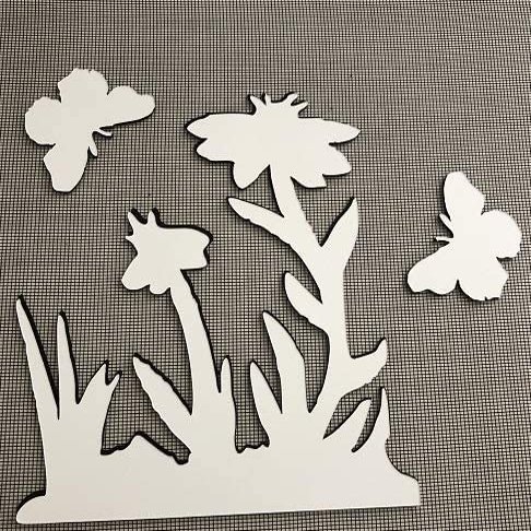 DCentral Butterflies and Flowers Vinyl Screen Magnet:Double-Sided. Bright White-Easier to See Day & Night. Decorative. Helps Stop Walking into Screens, for Non-RETRACTABLES, Size W 6.7" x L 7.4"