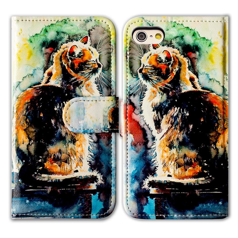Bcov Case for iPod Touch 7/iPod Touch 6, Cute Cat Painting Leather Flip Wallet Case Phone Cover with Card Slot Holder Kickstand for iPod Touch 7 6
