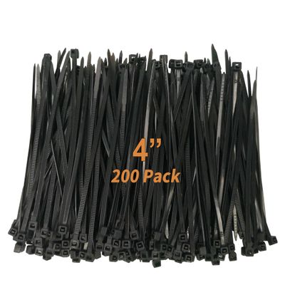 Cable Zip Ties 4 Inch Black, Multi-Purpose Wire Zip Ties Electrical Cable Ties, 200 Pack, UV Resistant Black