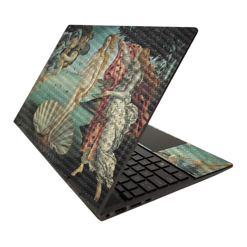 MightySkins Carbon Fiber Skin for HP Envy x360 15" (2020) - Birth of Venus | Protective, Durable Textured Carbon Fiber Finish | Easy to Apply | Made in The USA