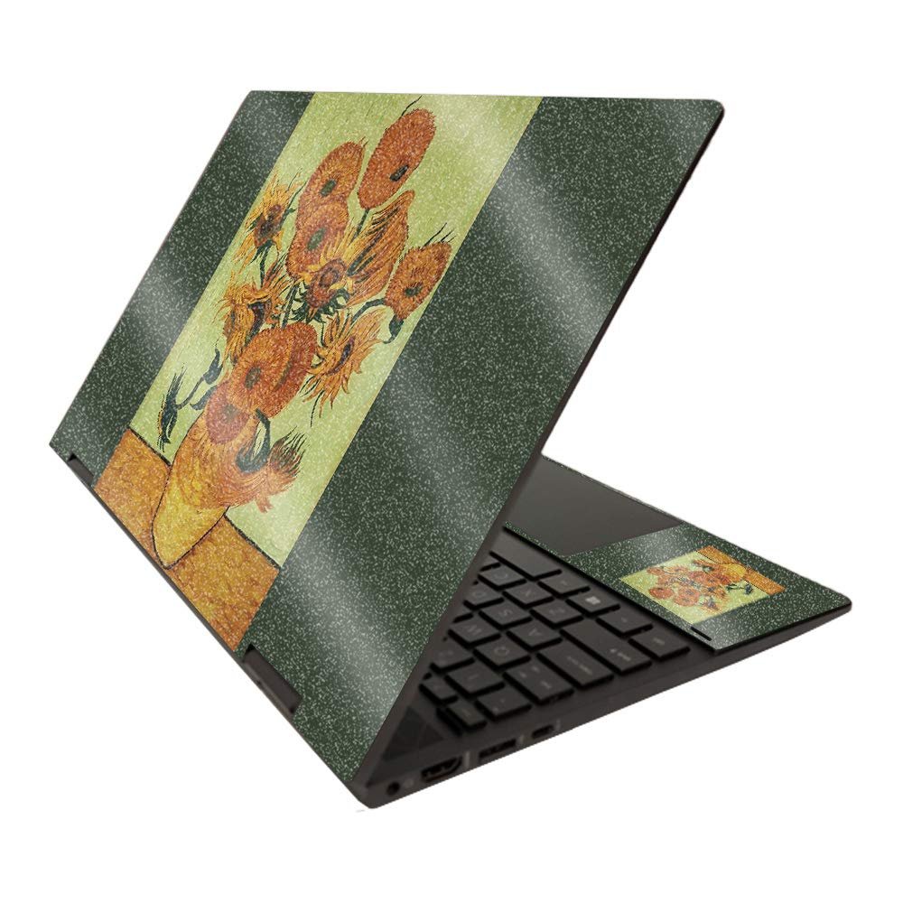 MightySkins Glossy Glitter Skin for HP Envy x360 15" (2020) - Van Gogh Sunflowers | Protective, Durable High-Gloss Glitter Finish | Easy to Apply, Remove, and Change Styles | Made in The USA