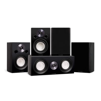 Fluance Reference Compact Surround Sound Home Theater 5.0 Channel Speaker System Including 2-Way Bookshelf, Center Channel and Rear Surround Speakers - Black Ash (X850BC)