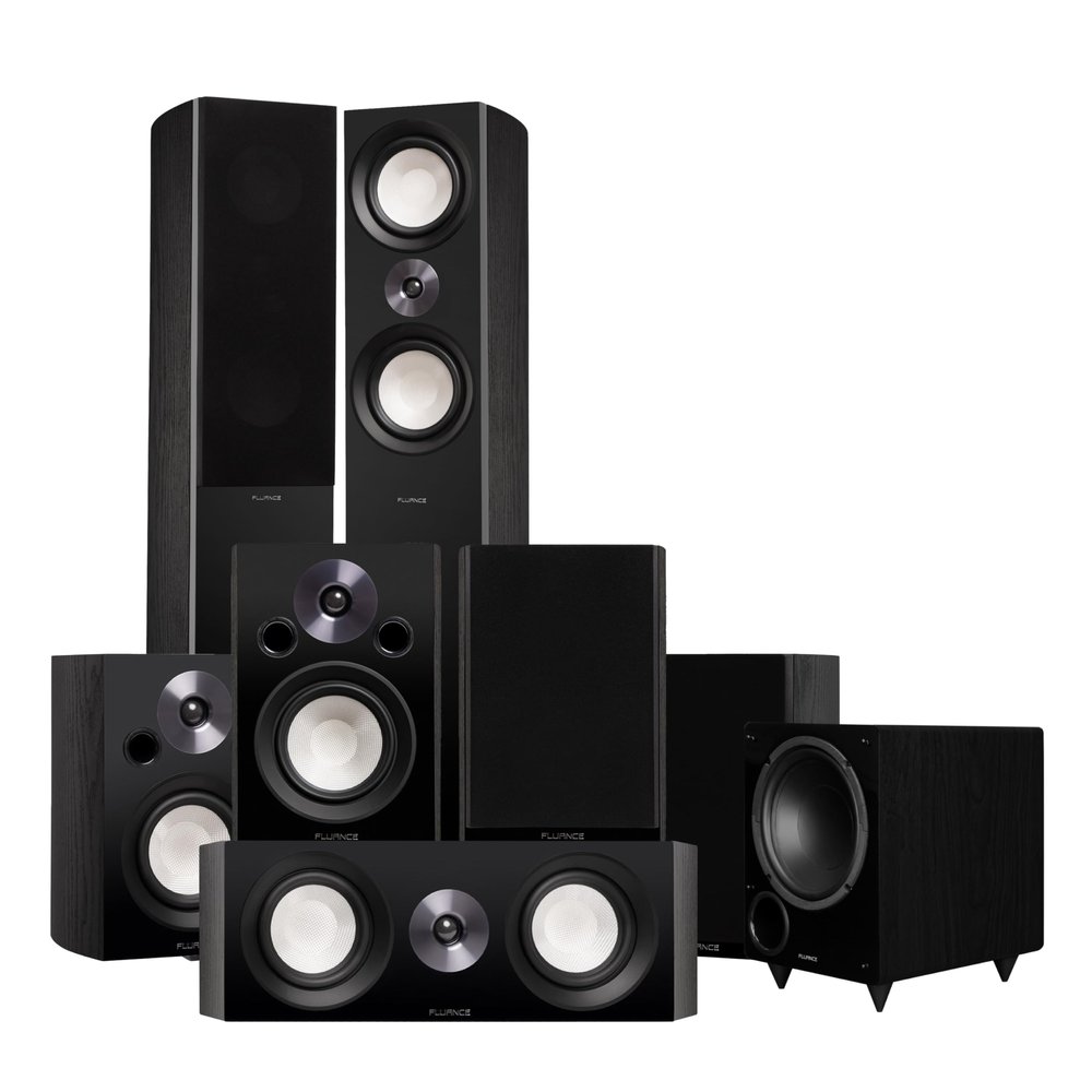 Fluance Reference Surround Sound Home Theater 7.1 Channel Speaker System Including 3-Way Floorstanding Towers, Center Channel, Surrounds, Rear Surrounds and DB10 Subwoofer - Black Ash (X871BR)