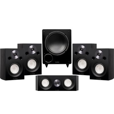 Fluance Reference Compact Surround Sound Home Theater 5.1 Channel Speaker System Including 2-Way Bookshelf, Center Channel, Rear Surround Speakers and DB10 Subwoofer - Black Ash (X851BC)