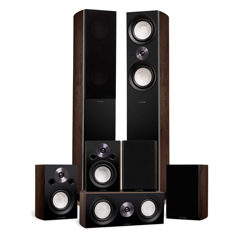 Fluance Reference Surround Sound Home Theater 7.0 Channel Speaker System Including 3-Way Floorstanding Towers, Center Channel, Surrounds and Rear Surrounds - Natural Walnut (X870WR)