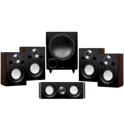 Fluance Reference Compact Surround Sound Home Theater 5.1 Channel Speaker System Including 2-Way Bookshelf, Center Channel, Rear Surround Speakers and DB10 Subwoofer - Natural Walnut (X851WC)
