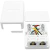 NECABLES Phone Jack Surface Mount Dual Port Telephone Jack Box 4 Screw Terminals to 2 RJ11 6P4C Female White view 2