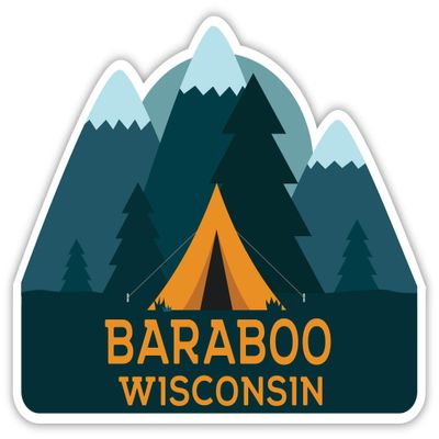 Baraboo Wisconsin Souvenir 2-Inch Vinyl Decal Sticker Camping Tent Design