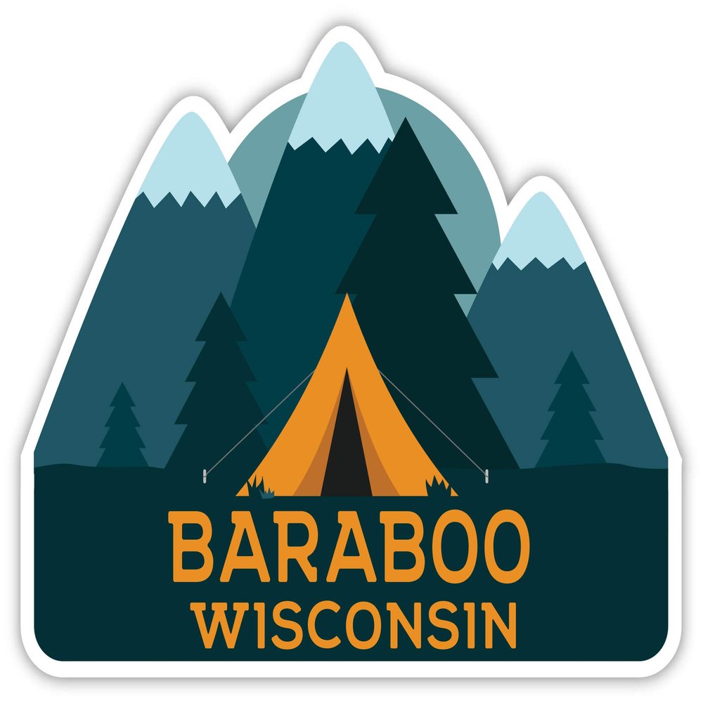 Baraboo Wisconsin Souvenir 2-Inch Vinyl Decal Sticker Camping Tent Design