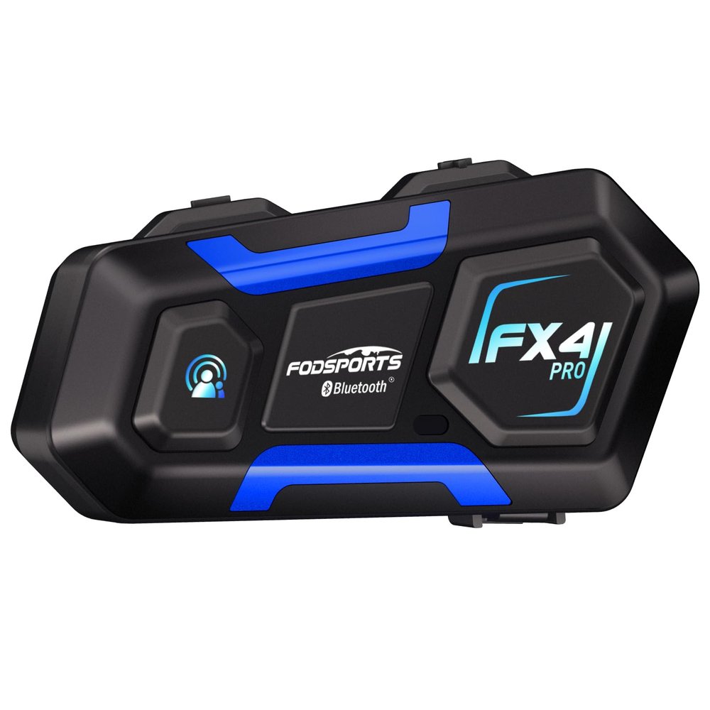 Fodsports FX4 Pro Motorcycle Helmet Headset, 4-Rider 1200m Bluetooth Intercom, IP65 Waterproof Helmet Communication System with Universal Pairing/Hi-Fi Music/FM Radio/Auto Call/2 Type Mics, 1 Pack