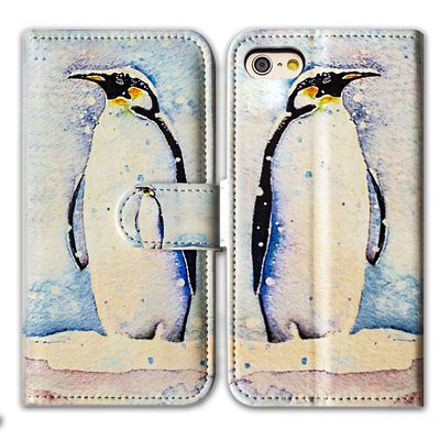 Bcov Case for iPod Touch 7/iPod Touch 6,Bcov Penguin in The Snow Leather Flip Wallet Case Phone Cover with Card Slot Holder Kickstand for iPod Touch 7 6