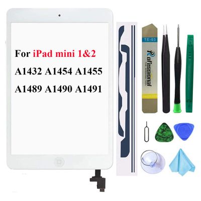 Dedia Touch Screen Replacement for iPad Mini 1 / iPad Mini2 7.9 Inch,A1432 A1454 A1455 A1489 A1490 Digitizer Glass Assembly with Home Button+Cameral Holder+Pre-Installed Adhesive + Tool Kit(White)