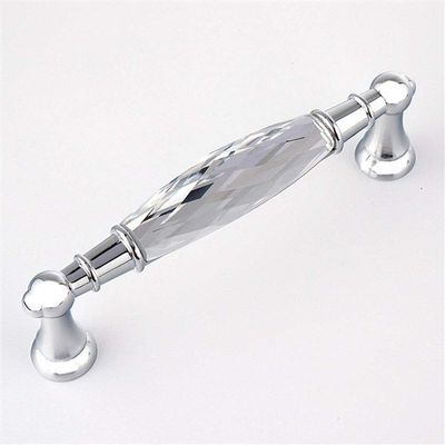 Geeyu ZHaonan-Dressing Table Handle, 96/128mm Dresser Zinc Alloy Knobs Silvery Long Crystal Handle Drawer Wardrobe Handles for Cabinet Kitchen Pull Cupboard Knob, Indoor Hardware