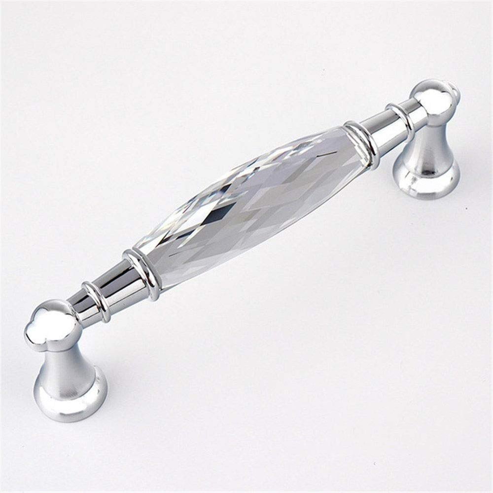 Geeyu ZHaonan-Dressing Table Handle, 96/128mm Dresser Zinc Alloy Knobs Silvery Long Crystal Handle Drawer Wardrobe Handles for Cabinet Kitchen Pull Cupboard Knob, Indoor Hardware