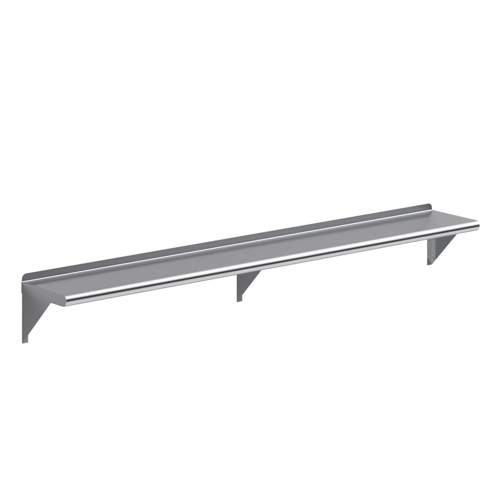 AmGood 10 in. x 72 in. Stainless Steel Wall Mount Shelf - NSF Certified, Commercial Grade, 18-Gauge - with Backsplash & Bullnose Edge for Restaurant, Kitchen, Bar, Garage & Utility Room