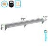 AmGood 10 in. x 72 in. Stainless Steel Wall Mount Shelf - NSF Certified, Commercial Grade, 18-Gauge - with Backsplash & Bullnose Edge for Restaurant, Kitchen, Bar, Garage & Utility Room view 3