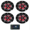 KICKER KMC5 Marine Digital Media Receiver w/Bluetooth+(4) 8" Black LED Speakers view 1