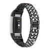 GIMart Bling Strap Compatible For Fitbit Charge 2 Strap, Women Men Stainless Steel Rhinestone Replacement Charge 2 Band Wrist Strap Metal Bracelet Wristband for Fitbit Charge 2 HR Fitness Tracker (Black) view 1