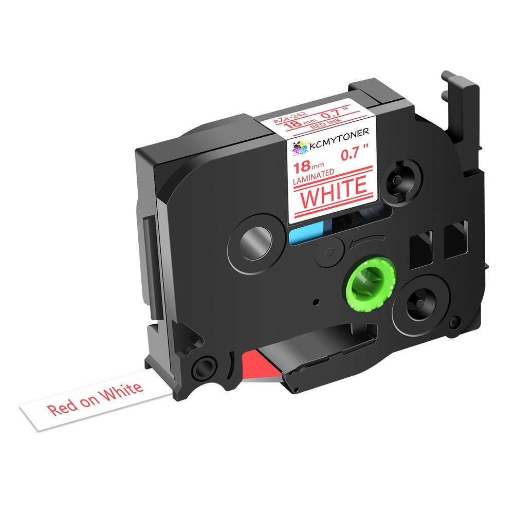 KCMYTONER Label Tape Refills Compatible for Ptouch TZ TZe 242 AZE Laminated Red on White Tape 3/4 Inch 0.7" 18mm for PTD400 D450 D600 PTP710BT PTH300LI H500LI PTP700 P750W PT2730, 1 Pack