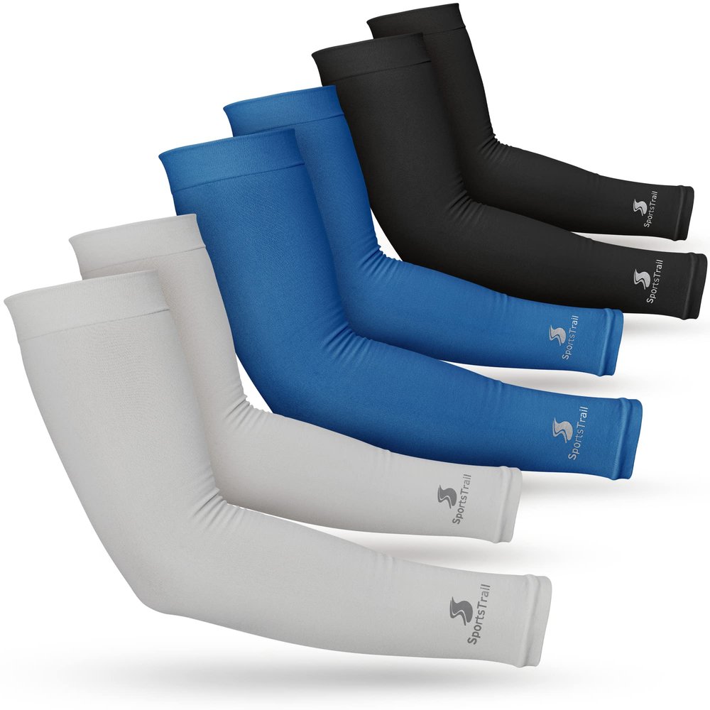 SportsTrail Cooling Arm Sleeves for Men & Women  Breathable, Moisture-Wicking, Sun Protection for Sports, Basketball, Football, Running, Golf, Cycling, Volleyball Arm Sleeves for Women, Men & Youth