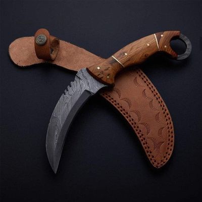 Damascus KE-0490-HK Custom Handmade Steel karambit Knife With Sheath Outdoors Tools Hand Forged Hunting Karambit Knife/Cutting Tool/Camping/Bushcraft Knife