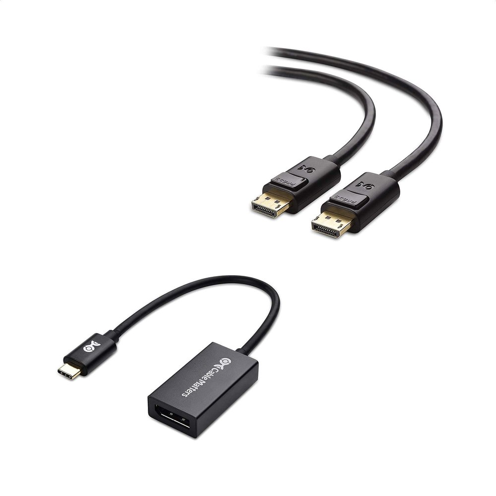 Cable Matters 8K DisplayPort to DisplayPort Cable (DisplayPort 1.4 Cable) with 8K 60Hz Video Resolution and HDR Support - 3 Feet & USB C to DisplayPort Adapter