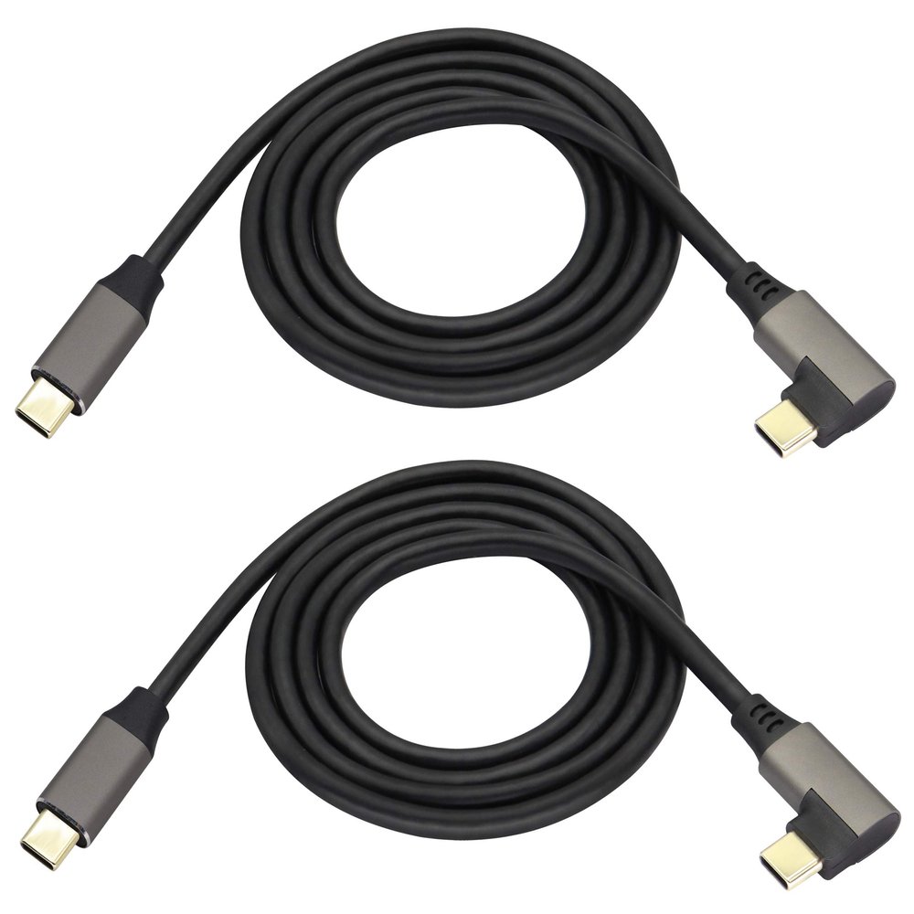 AAOTOKK 90 Degree Type C 3.1 Extension Cable 4K@60Hz Right&Left Angle Type C 3.1 USB Male to Male Connector Cable Supports Charging,Data,Audio,Video Cable,Compatible Samsung S10 S8, MacBook(1M/2Pack)