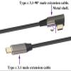 AAOTOKK 90 Degree Type C 3.1 Extension Cable 4K@60Hz Right&Left Angle Type C 3.1 USB Male to Male Connector Cable Supports Charging,Data,Audio,Video Cable,Compatible Samsung S10 S8, MacBook(1M/2Pack) view 3