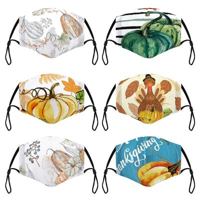Elvoes 6-Pack Pumpkin Face Mask, Thanksgiving Gifts Mask, Reusable Cloth Face Protection, Washable Reusable Mask for Women Men Teens