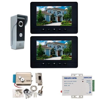 AMOCAM Apartment Video Intercom System and Electric Control Door Lock and 12V Power Supply Control for Home Villa Apartment