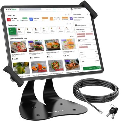 AboveTEK Anti-Theft iPad Kiosk Stand, 360 Swivel POS Tablet Mount with Security Cable & Key, Fits 713-inch iPad & Samsung Galaxy Tab, Perfect for Retail & Business