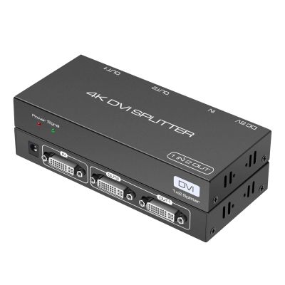 DVI Splitter 1 in 2 Out 2 Port DVI Dual Monitors Distribution Duplicator Video Splitter Support EDID Management Resolution up to 4K30Hz for PC Laptop DVR Projector HDTV