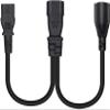 Toptekits C14 to C13+NEMA 5-15R Y Splitter Power Cord, Single IEC 320 C14 Male to C13+Nema 5-15R Female Adapter Cable, 1ft, 18AWG, 10A 250V, Pure Copper, Black view 2