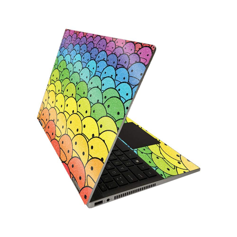 MightySkins Glossy Glitter Skin for HP Pavilion x360 14" (2020) - Happy Faces | Protective, Durable High-Gloss Glitter Finish | Easy to Apply, Remove, and Change Styles | Made in The USA