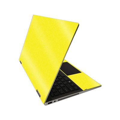 MightySkins Glossy Glitter Skin for HP Pavilion x360 14" (2020) - Solid Yellow | Protective, Durable High-Gloss Glitter Finish | Easy to Apply, Remove, and Change Styles | Made in The USA