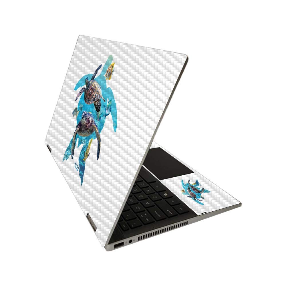 MightySkins Carbon Fiber Skin for HP Pavilion x360 14" (2020) - Turtly Cool | Protective, Durable Textured Carbon Fiber Finish | Easy to Apply, Remove, and Change Styles | Made in The USA