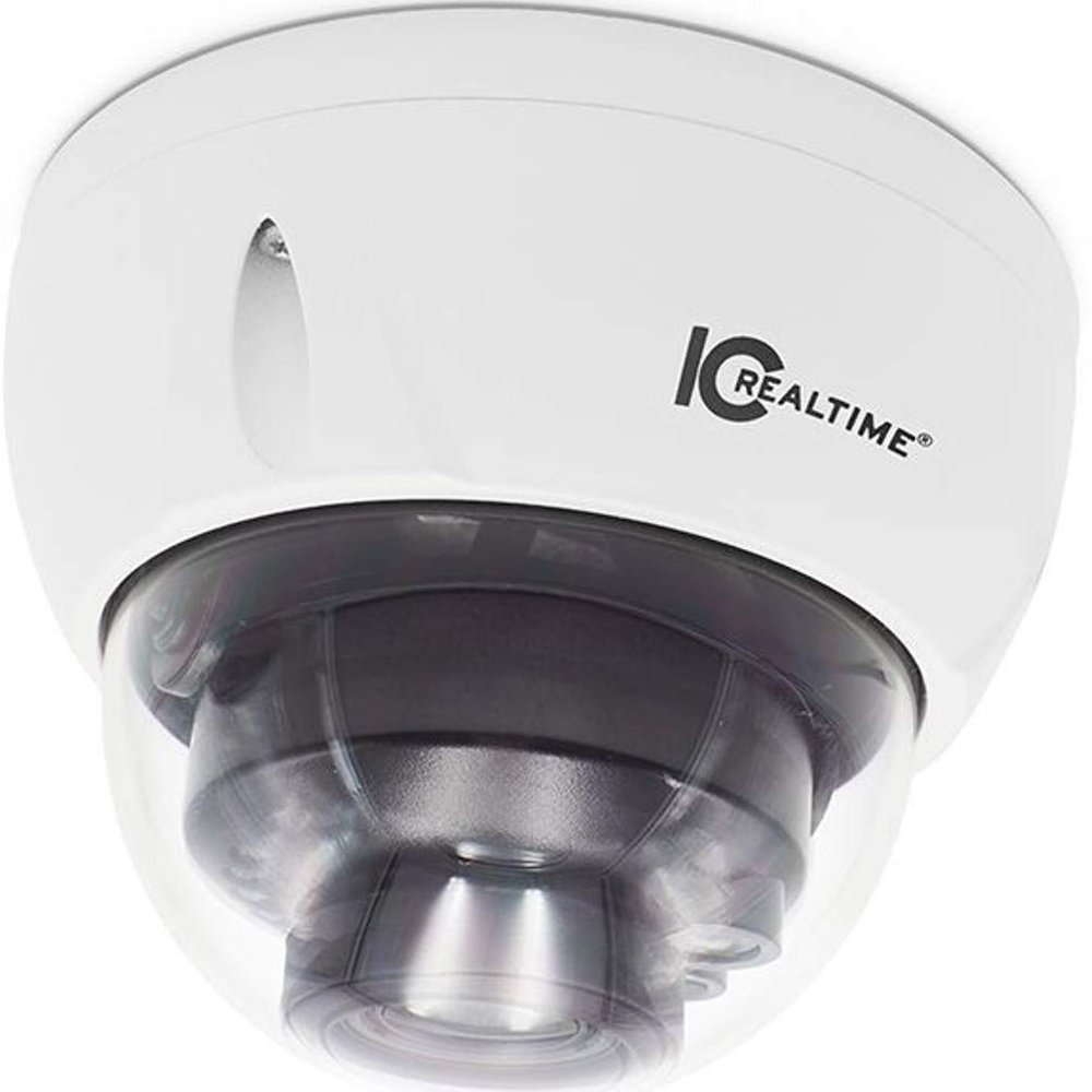 IC Realtime IPFX-D20V-IRW1 Indoor/Outdoor 2MP Starlight Mid Size Vandal Dome Network Camera, 1/2.8-inch 2 Megapixel Progressive CMOS, 2.7-13.5mm Varifocal Motorized Len, IP67, 12VDC or PoE