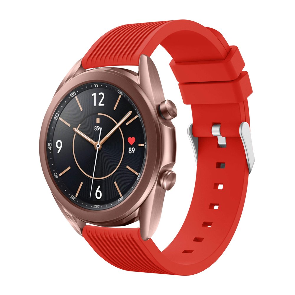 DKEnjoy 20MM Silicone Replacement Watchband Wristband Bracelet Watch Strap Wristband Compatible for Samsung Galaxy Watch 3 41MM Smartwatch (Red)