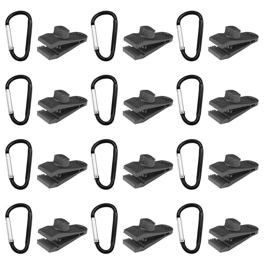 24 Pcs Tarp Clips with Carabiner - Heavy Duty Lock Grip Thumb Screw Camp Tent Clamp Clip for Awnings Outdoor Camping Caravan Canopies Car Covers Swimming Pool Covers with Buckle