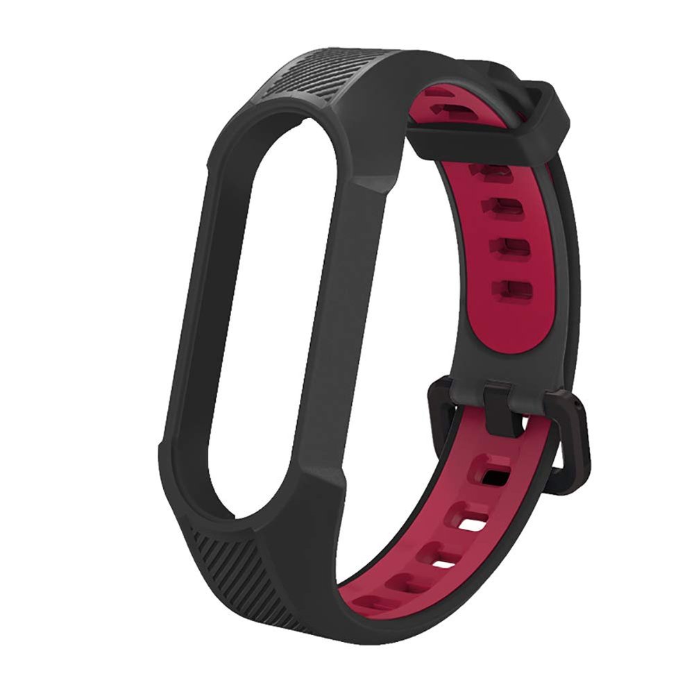 Yuuol Soft Silicone Wristbands, Sport Adjustable Wrist Strap for Women Men (Black+Red), Compatible with Xiaomi Mi Band 6/5, Amazfit Band 5